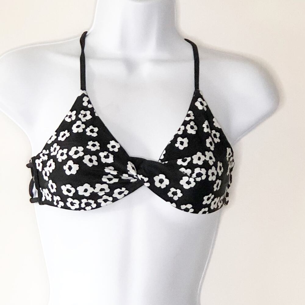 Lands End Reversible Bikini Top S Black Strappy NEW!! Swimsuits for Women
